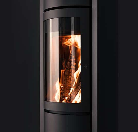 Modern linear gas fireplace in a luxury living room