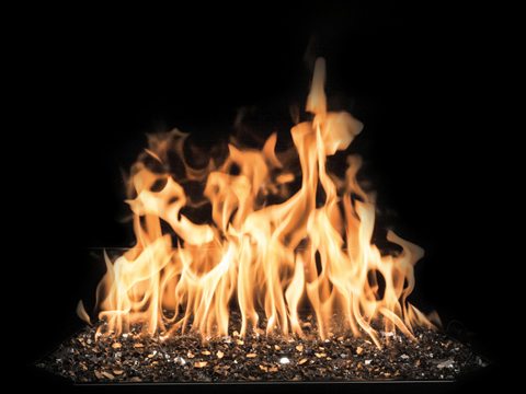 Town & Country Diamond burner: a wide sheet of flame over a bed of sparkling crushed glass